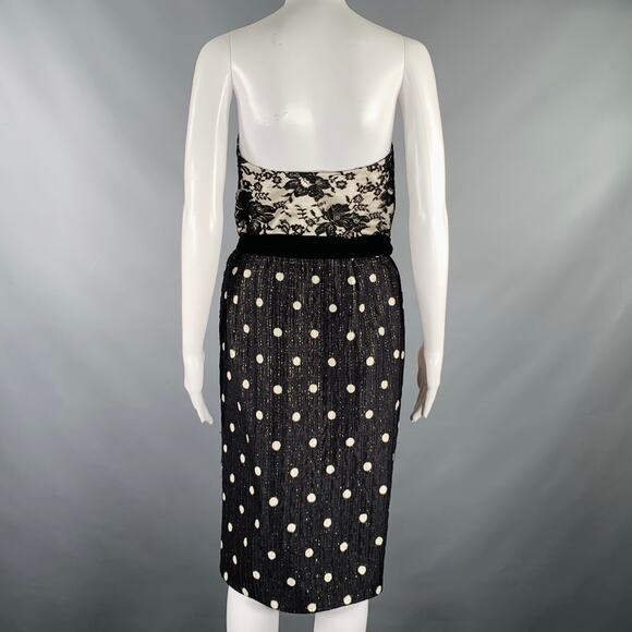 VALENTINO Size M Black White Polka Dot Strapless Dress Jacket Set - Picture 8 of 10